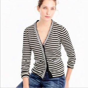 J.Crew Stripped & Fringe Sweater Preppy Cardigan